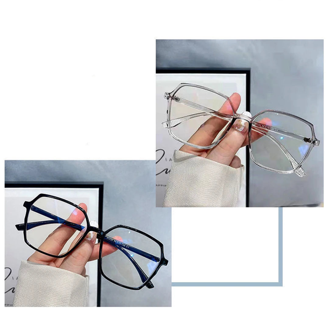 Fashion Anti Blue Light Glasses Ultra-Light Transparent Korean Gradient Big Square Frame Men Women Eye Protection Spectacles