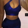 BEAUKEY Quality 2 Piece Set Shinny Metallic Rose Gold Bodycon Top & Skirt  New Mini Short Sexy Party Night Club Set