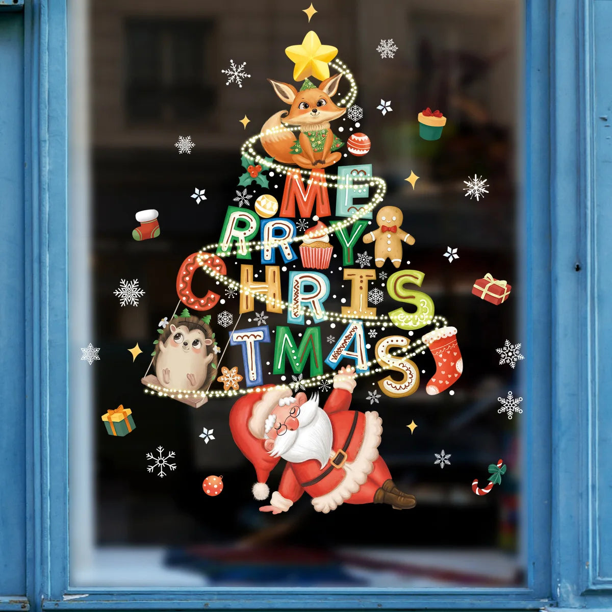 Santa Snowman Christmas Window Stickers Wall Decals New Year 2025 Christmas Home Decor Merry Christmas Xmas Decorations Gifts