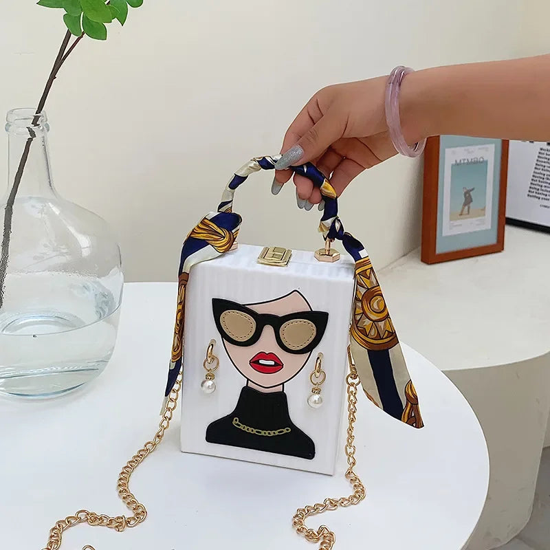Evening Bags for Women 2024 New Fashionable Leather Shoulder Bag Woman Hard High Quality Hip Hop Party Luxury Designer Handbag