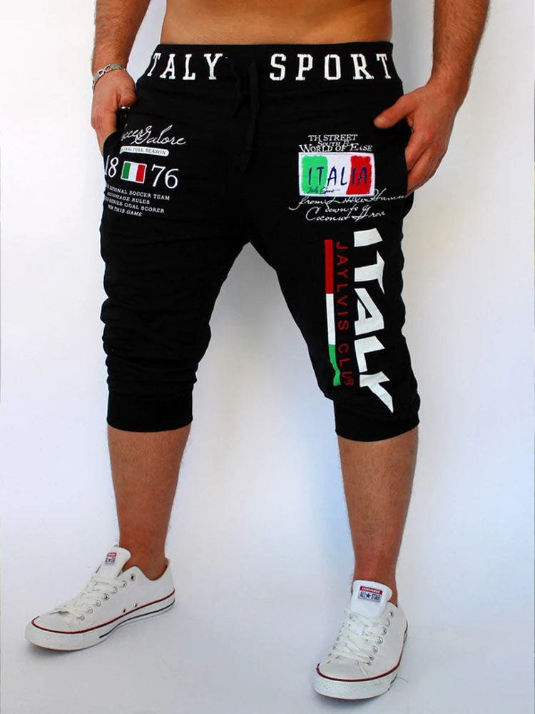 Mens Summer Shorts Elastic Drawstring Waist Lightweight Breathable Quick-Dry Sports Cropped Pants for Basketball Fitness Running