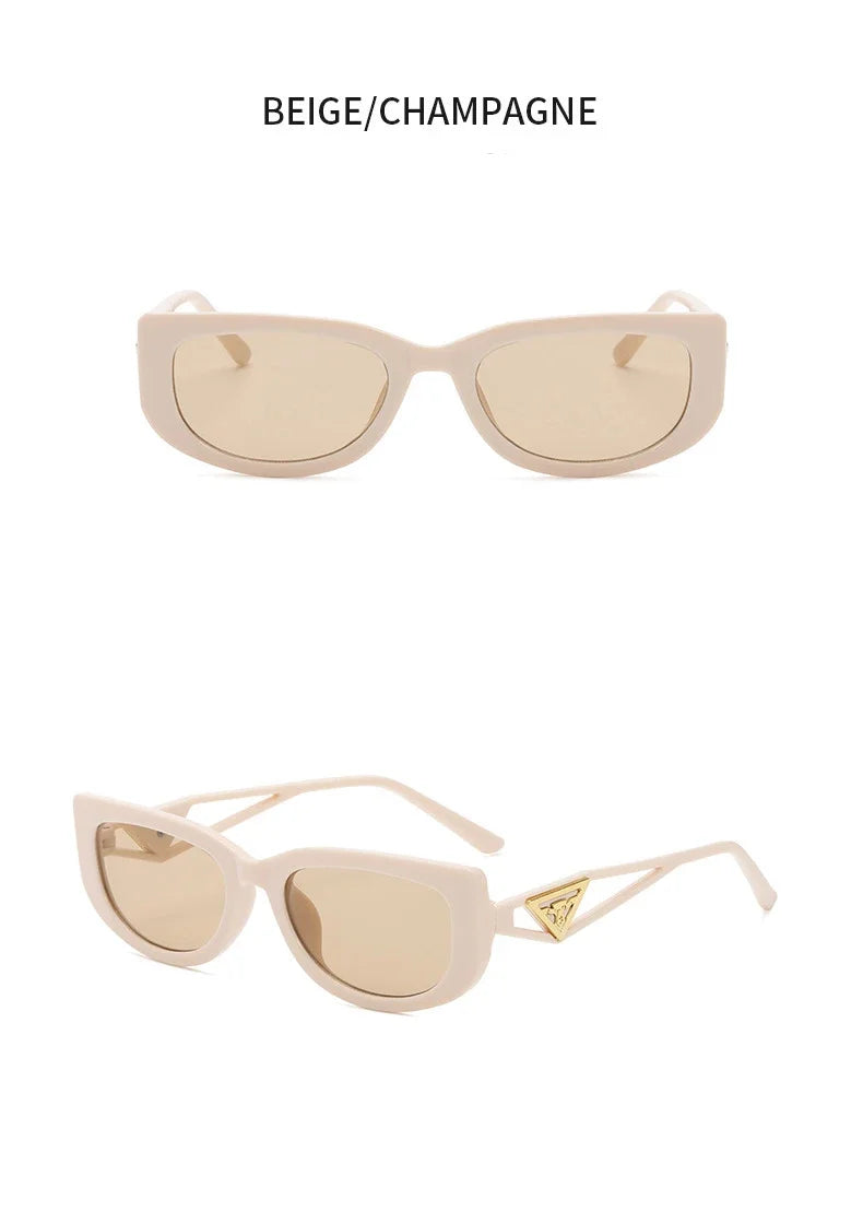 New Small Frame Cat Eye Sunglasses Women Personality Hollow Triangle Sun Glasses Men Trendy Retro Oval Gafas De Sol Mujer