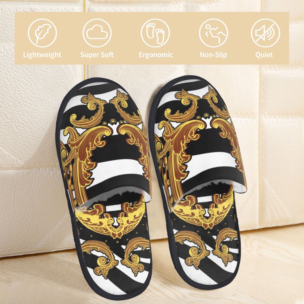 Custom Queen Of Absolutely Everything Gold Baroque Soft Memory Foam House Slippers Women Comfy Warm Anti-skid Sole Slipper
