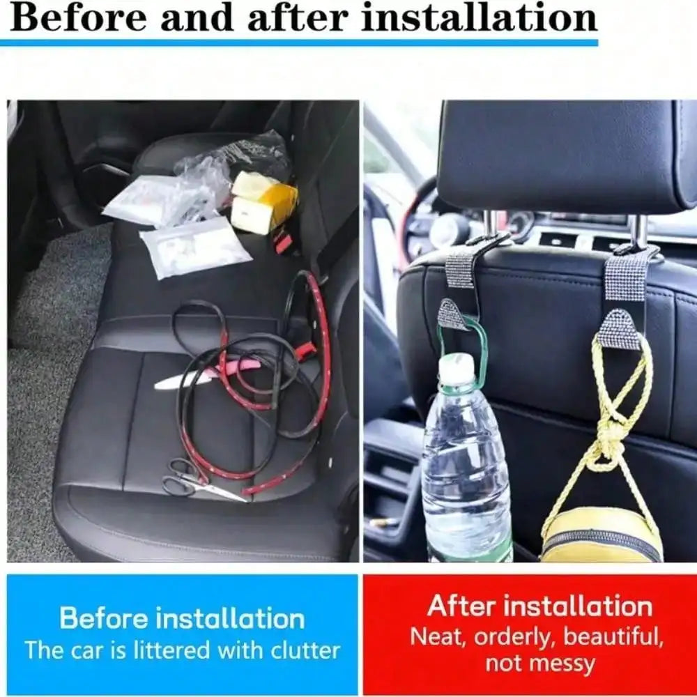 Multifunction Portable Rhinestone Car Seat Back Hook Headrest Storage Holder Hanging Bag Organizer Auto Interior Accessories
