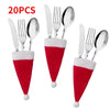 Santa Hat Ornament Utensil Holder Bag Santa Hat Fork Knife Cutlery Bag Christmas Home Decor 2024 Christmas Ornament Navidad 2025