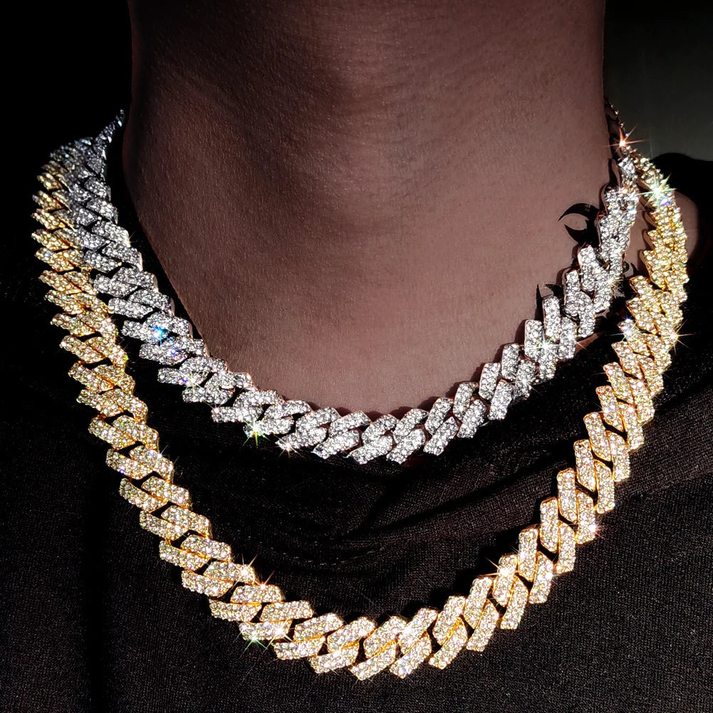 Caraquet Punk Hip Hop Cuban Link Chain Choker Necklace Iced Out Rapper Crystal Necklace Fashion Bling Rhinestone Jewelry Gift