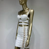 Women Celebrity Sexy Cut Out Mental Black White Mini Bodycon Bandage Skirt Set 2023 Elegant Evening Birthday Club Party Outfits
