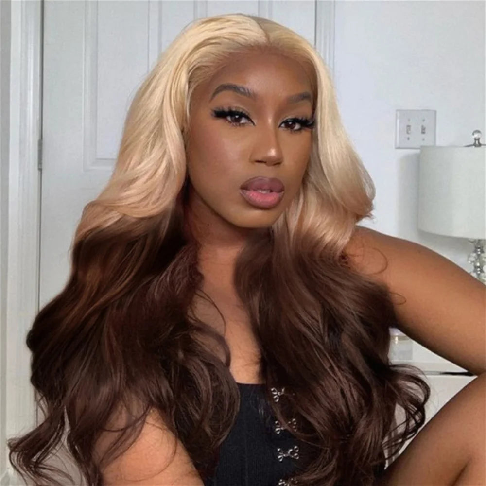 Ombre 613 Lace Front Human Hair Wigs Pre Plucked 13x4 HD Lace Front Wig Reverse Ombre Hair On Blonde 3 Tone Ombre Wigs On Sale