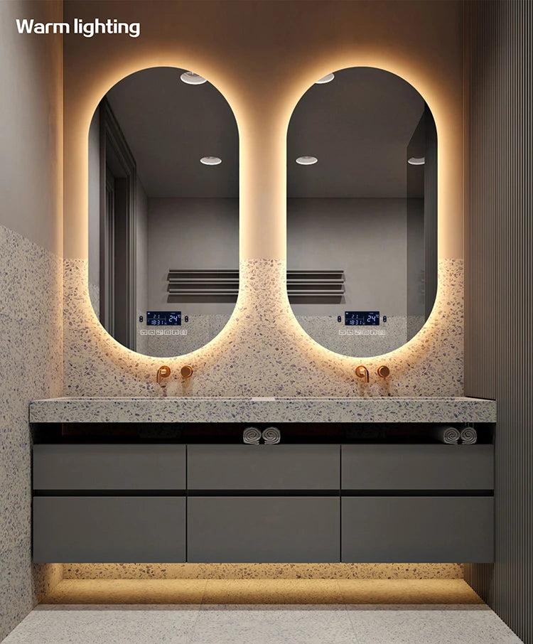 Bathroom Smart Makeup LED Mirror Adjustable light With Bluetooth Speaker Anti-Fog Human Body Induction Hotel Decoration Mirror