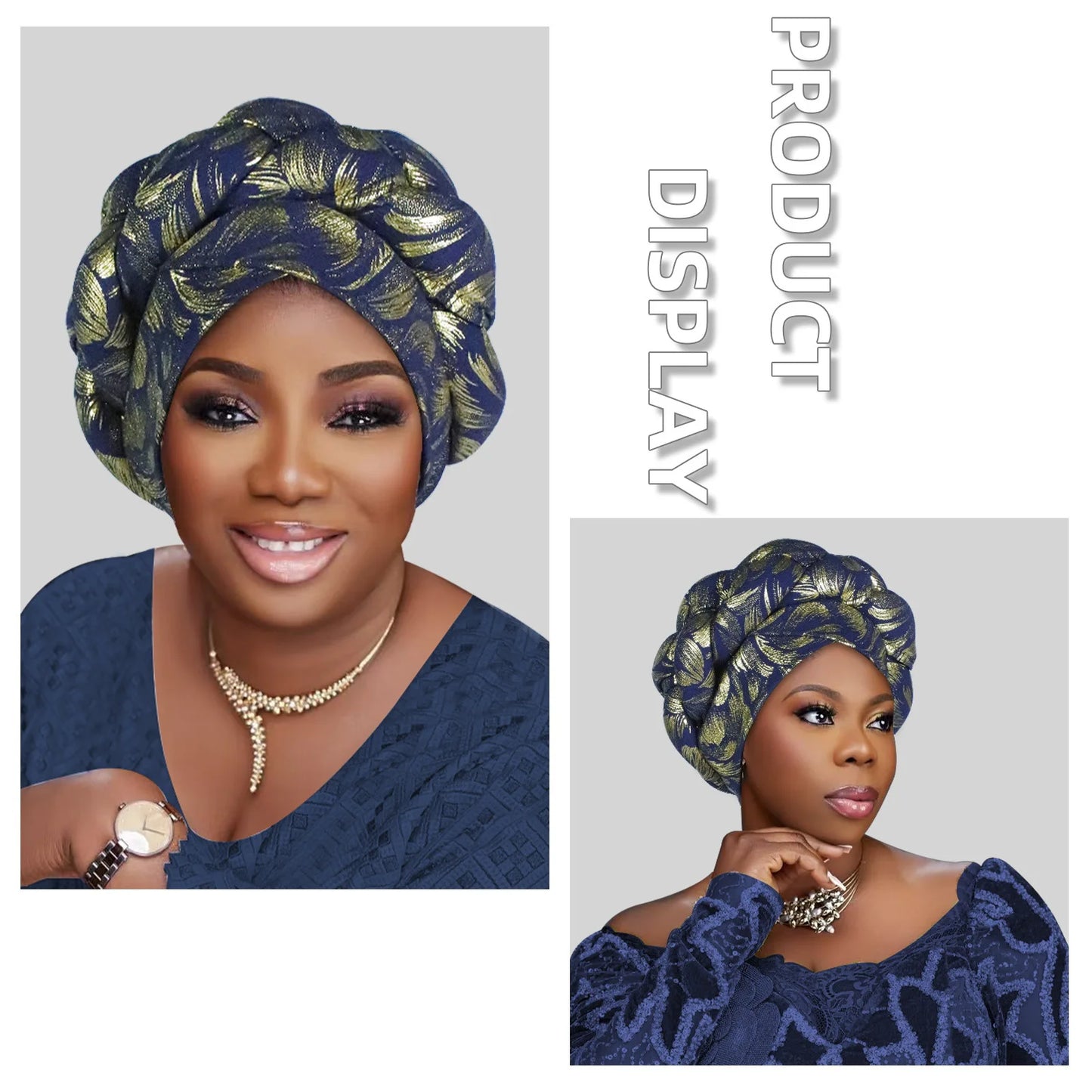 Gold Stamping Fabric Turban Cap for Women Braids Headwrap Bonnet Lady Head Cover Muslim Hat African Female Headgear