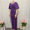 Elegant Jumpsuits for Women Luxury Square Neck Lantern Sleeve Big Swing Straight Female Birthday Party Dinner Outfits Overalls