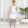 CM.YAYA Women Zipper Side Ruffles Off Shoulder Short Sleeve V-neck Bodycon Midi Dress 2023 Club Evening Sexy Party Dresses