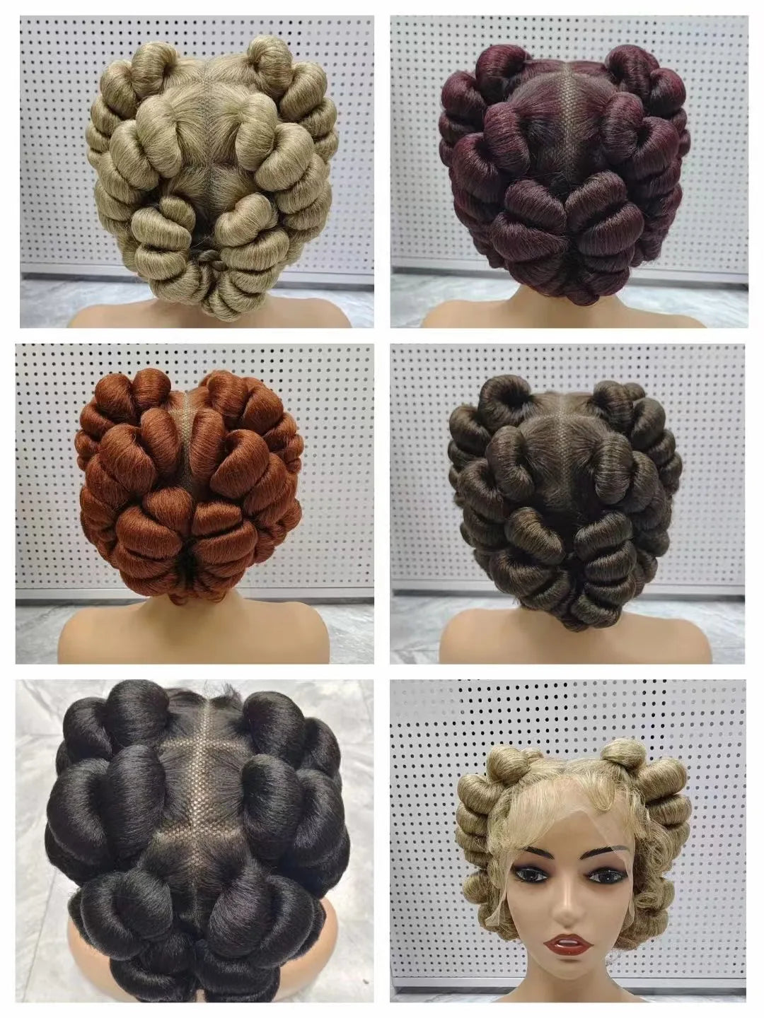Natural Color 6Inch Transparent Full Lace Braided Wigs Short Cute Handmade Bantu Synthetic Braided Lace Wigs Knotless Braids Wig