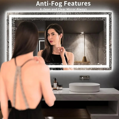 72X40 LED Bathroom Mirror with Lights, Anti-Fog, Dimmable, Backlit + Front Lit, Lighted Bathroom Vanity Mirror for Wall