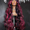 1b/99j Burgundy Highlight Body Wave 13x4 HD Lace Front Human Hair Wig Brazilian 30 32 Inch Colored 13x6 Lace Frontal Wigs 200%