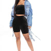 Women Denim Jacket Back Grid Fringe Design Denim Jacket Ladies Spring and Fall Fashion Short Personalized Jacket Coat 2024 New