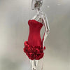 Red Color Women Sexy Strapless Ball Gown Mini Fashion Celebrity Nightclub Party Dress Birthday Cocktail Girls' Outfit