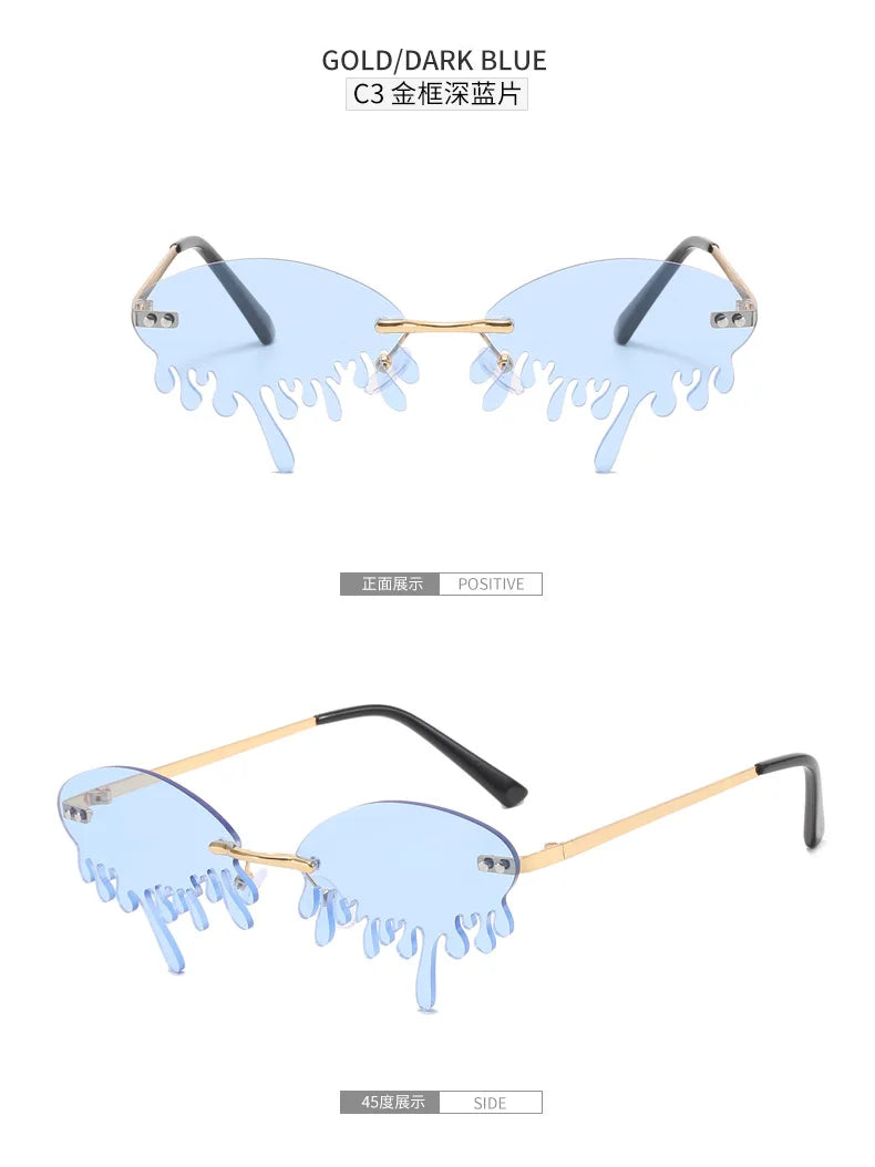 New personalised rimless sunglasses male Europe and the United States prom weird trend of irregular tears sunglasses female