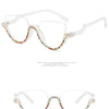 Vintage Half Frame Diamond Anti Blue Light Optical Glasses Frames Brand Designer Women Fashion Cat Eye Computer Eyeglasses