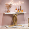 Tribesigns Gold Entryway Table, Modern 39-Inch Console Faux Marble Narrow Wood Sofa with Geometric Metal Legs
