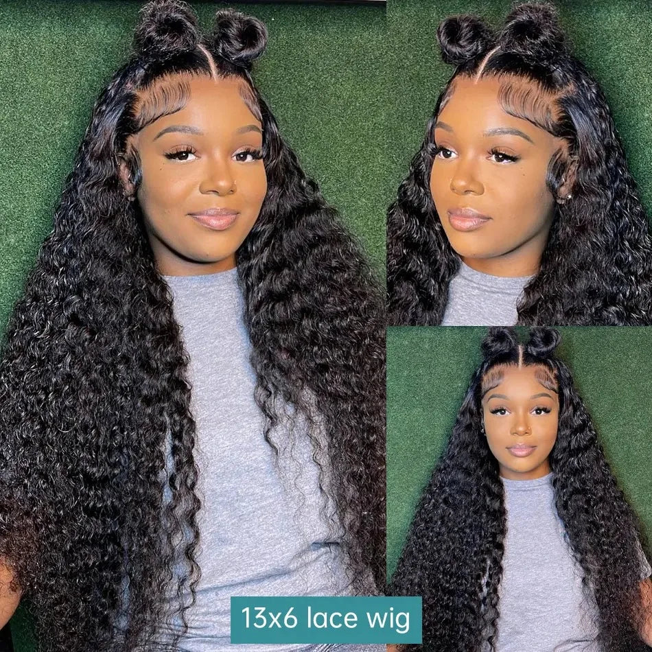 13x6 HD Transparent Lace Front Water Curly Wave Human Hair Wigs 40 Inch Long Jerry Curly Human Hair Frontal Wigs Full Bouncy