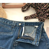 ITOOLIN Women Vintage Tassels Denim Shorts Button Loose High Waist A-line Jean Shorts Casual Women Office Trousers Streetwear