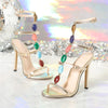 Liyke  Bohemian Style Fashion Colour Gem Strap Designer High Heels Gladiator Sandals Women Summer Open Toe Wedding Banquet Shoes