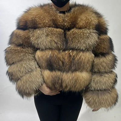 2025 MAOMAOKONG Natural Real Fox Fur Coat Women Winter Long Sleeve Luxury Raccoon Fur Jackets Thick Top Female Furry Coat Vest