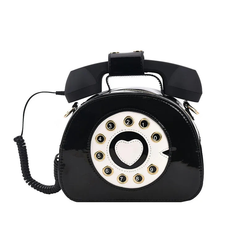 Stylish Women Telephone Shaped Crossbody PU Leather Shoulder Bag Female Casual Handbag Shopping Street School Satchel Tote Purse