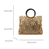 MOODS Handmade Woven Design Round Handle Handbags For Women Eco-friendly Craft Paper Hollow-out Luxury Designer Top-handle Bags