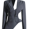 TWOTWINSTYLE Hollow Out Backless Slimming Blazers For Women Notched Collar Long Sleeve Spliced Button Irregular Blazer Female