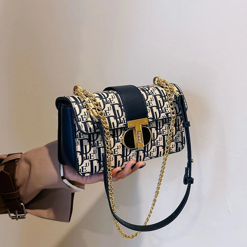 Letter Print Lock Luxury handbags Women Shoulder Bags Designer Crossbody Purses Handbag Chain Strap Clutch Bag 2025 New Small