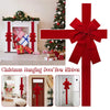 Christmas Front Door Decoration Hanging Bow Knot Imitation Linen Ribbon New Year Xmas Front Door Decor Big Bow Diy Material