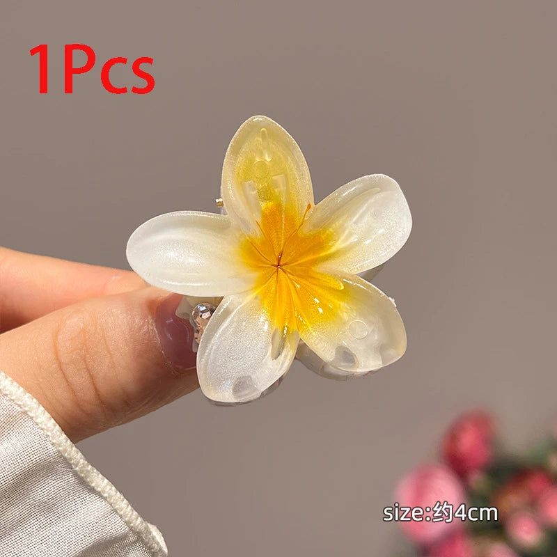 6Pcs Gradient Hair Clips New Flower Hair Claws Small Size Fashion Headwear Hairpin Crab Barrette Hair Accessories for Women