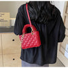 Quilted Pattern Solid Color Pu Handbag With Pendant Decoration, Versatile Noble Women's Crossbody Bag, Fashionable Handbag