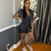 HLJ High Quality Women's Shorts Outfits Cotton Crop Jacket+Bodysuits 2 Piece Set Casual Vintage Two Piece Set Women's Spring New