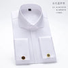 Men's French cufflink shirt with long sleeves slim fit concealed buttons solid color high end wedding dress formal men's