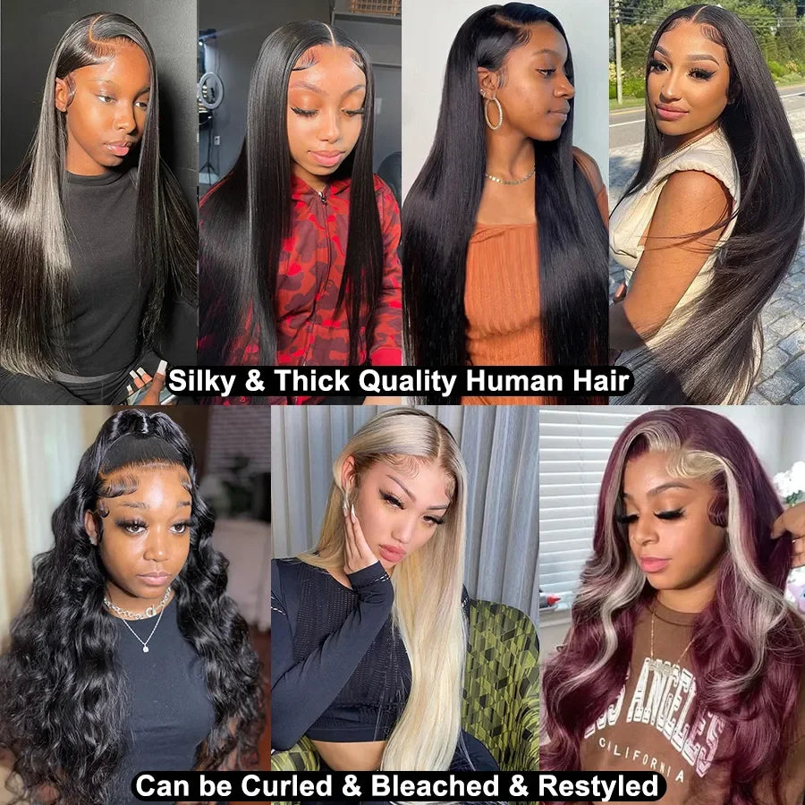 250 Density 13x6 HD Lace Frontal Wig Invisible Real HD Lace 13x4 Full Frontal Lace Wig Straight Pre Plucked Virgin Human Hair
