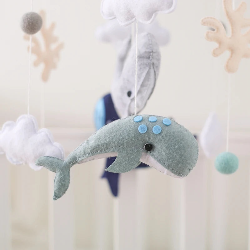 Baby Crib Mobile Bed Bell Rattle Toys Wooden Crochet Stars Pendant Bed Bell Toys Newborn Comfort Crib Bracket Hanging Toys Gifts