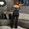 Sexy Slash Neck Slim Fit Jumpsuit for Woman Jumpsuits Rose One Piece Women Club Overalls Celebrities Outfits Party Sexy Rompers