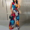 Elegant Women Wide Leg Long Juumpsuit 2024 Spring Summer Fashion Printed Sleeveless Casual Holiday Bodysuits Jumpsuits Trousers