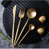 24Pcs Stainless Steel Dinnerware Set Black Gold Cutlery Spoon Fork Knife Western Cutleri Silverware Flatware Tableware Supplies
