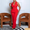 C8604 Foreign Trade Women's Fashionable Sexy Chain Collar Wide Leg African Jumpsuit Casual Style Long Dress For Ladies