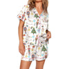 Nutcracker Pajamas Women Christmas Pajama Set Short Sleeve Tops+Elastic Waist Shorts Santa Claus Avatar Print Sleepwear Outfits