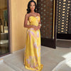 Women's Floral Print Sexy Halterneck Strappy Strapless Backless Slim Long Dress 2024 Summer Holiday Beach Loose Evening Vestidos