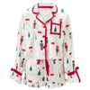 Women 2 Piece Christmas Pajamas Cute Bow Tie Long Sleeve Santa Claus Shirts Ruffles Boxer Shorts Satin Silk Xmas Pjs Sets