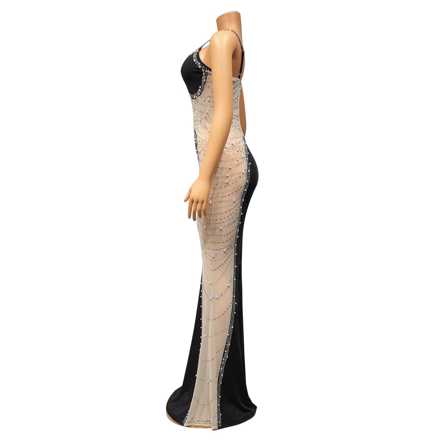 Sexy Summer Women Clothing Mesh Transparent Strap Long Dress One-piece Chic Style Mid-waist Length