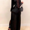 Women Sexy Mesh Rhinestone Irregular Skinny Jumpsuits