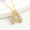 SUNSLL Cubic Zircon A-Z 26 Bubble Letter Necklace 2 Sizes Gold Plated M Chunky Balloon Initials Pendant Women Chain Jewelry 2024