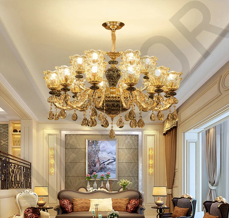 Chandelier Living Room Grand Luxury Crystal Lamp Dining Room Bedroom Decoration French Retro Chandelier Lighting Fixtures